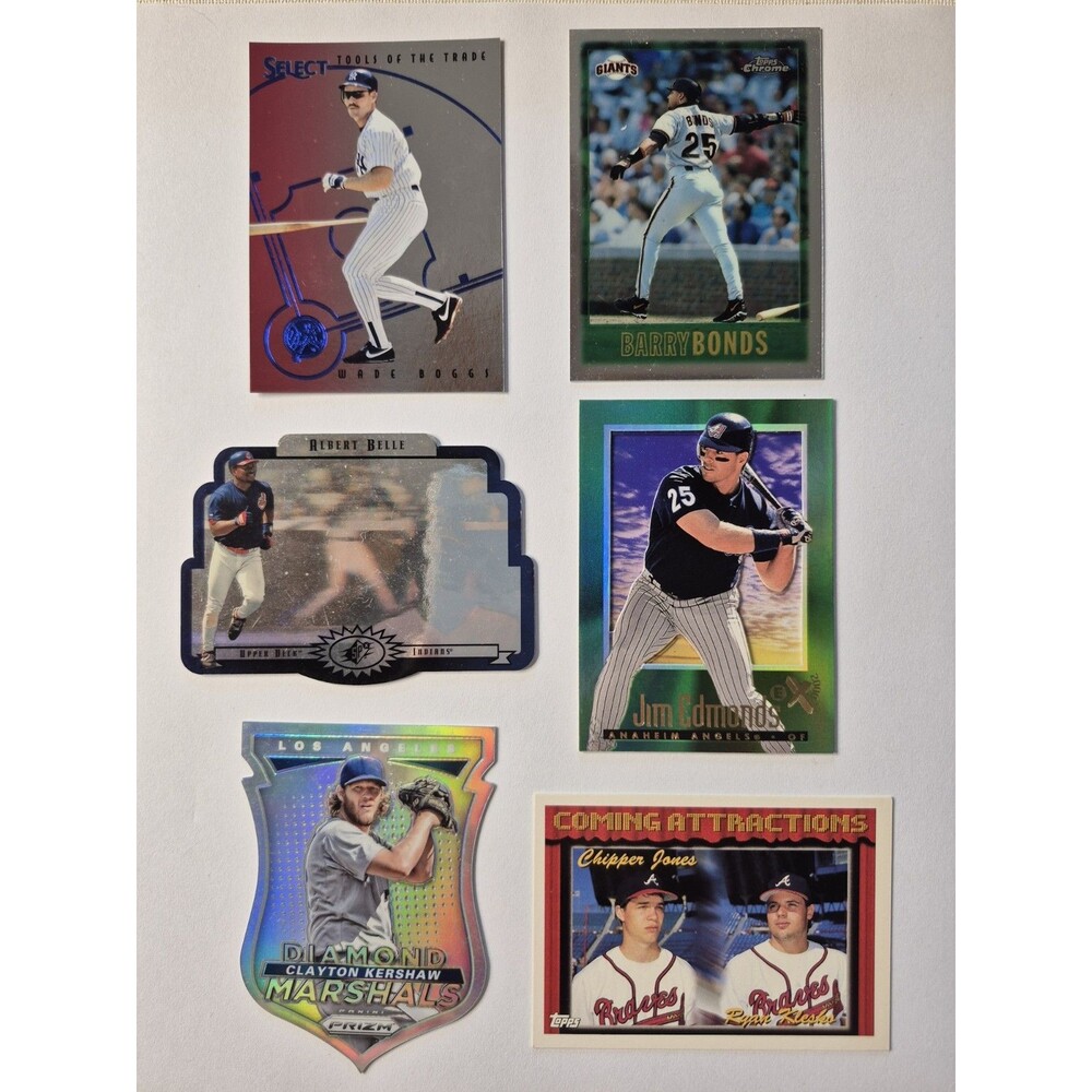 MLB Baseball Card Lot Barry Bonds Topps Chrome Clayton Kershaw Prizm Chipper...